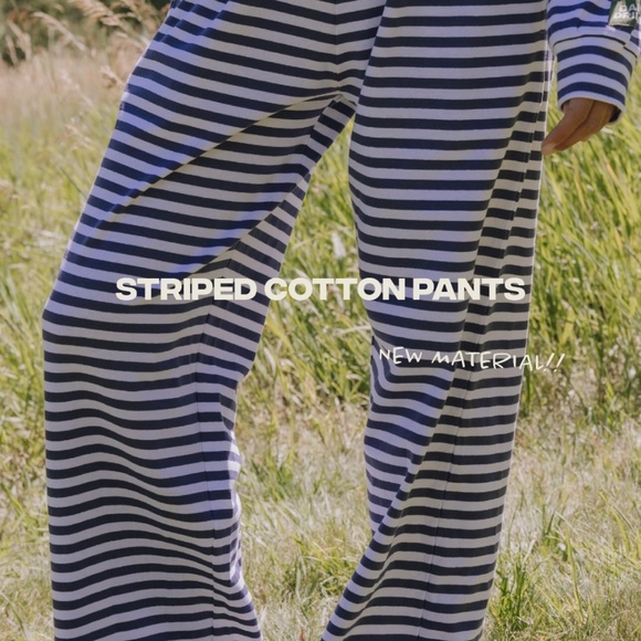 Daily Drills Stripe Cotton Pants Navy - Picture 1 of 2